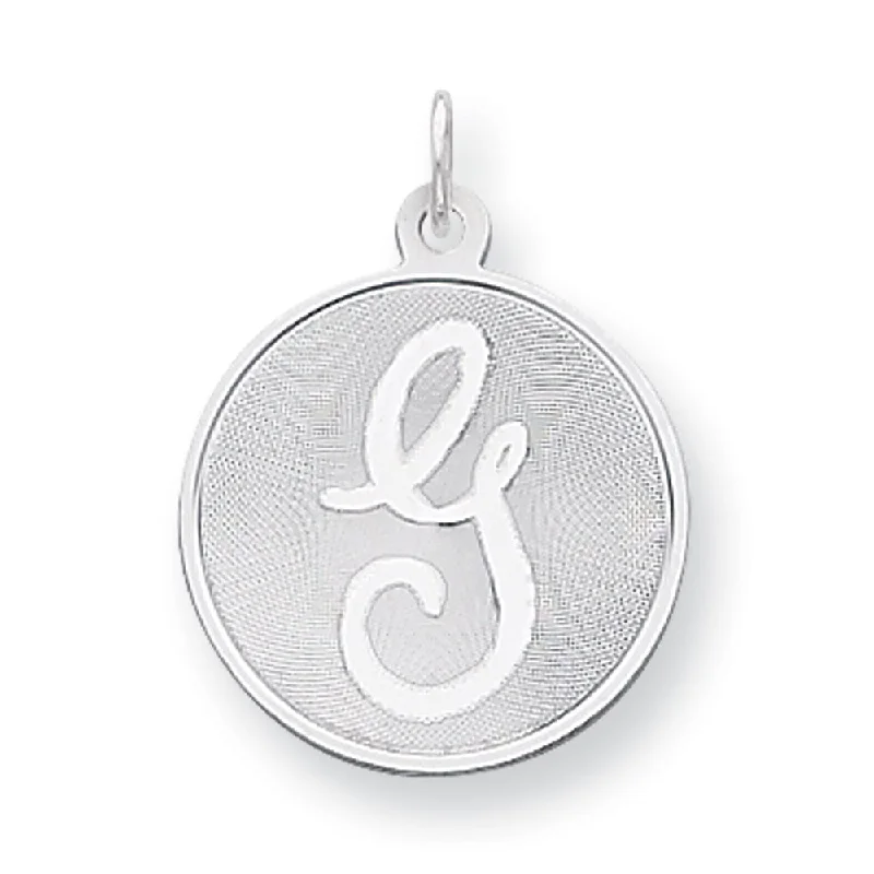 Sterling Silver, Makayla Collection, 20mm Disc Initial G Pendant