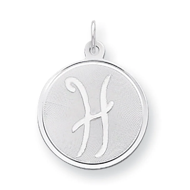 Sterling Silver, Makayla Collection, 20mm Disc Initial H Pendant