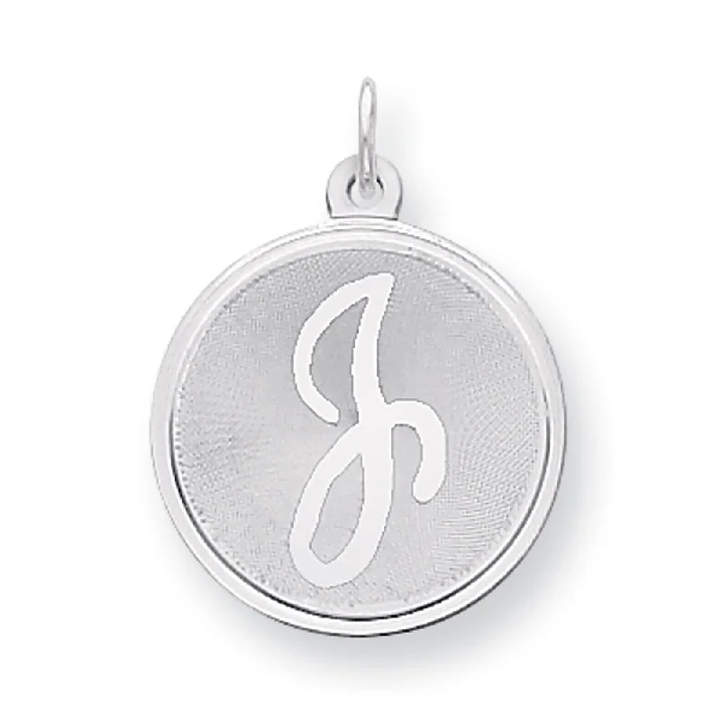 Sterling Silver, Makayla Collection, 20mm Disc Initial J Pendant