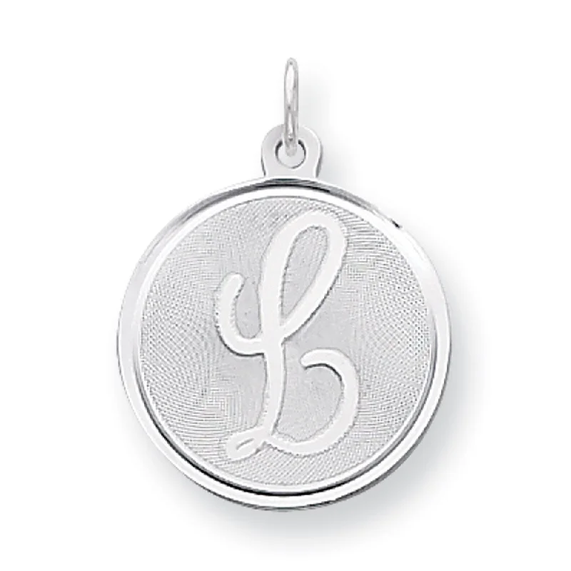 Sterling Silver, Makayla Collection, 20mm Disc Initial L Pendant