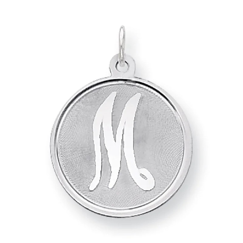 Sterling Silver, Makayla Collection, 20mm Disc Initial M Pendant