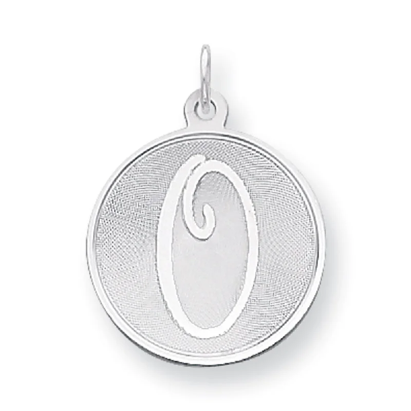 Sterling Silver, Makayla Collection, 20mm Disc Initial O Pendant