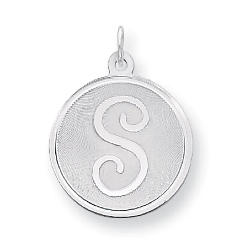 Sterling Silver, Makayla Collection, 20mm Disc Initial S Pendant