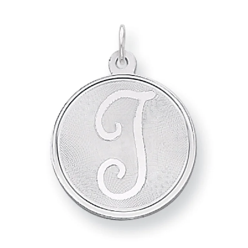 Sterling Silver, Makayla Collection, 20mm Disc Initial T Pendant