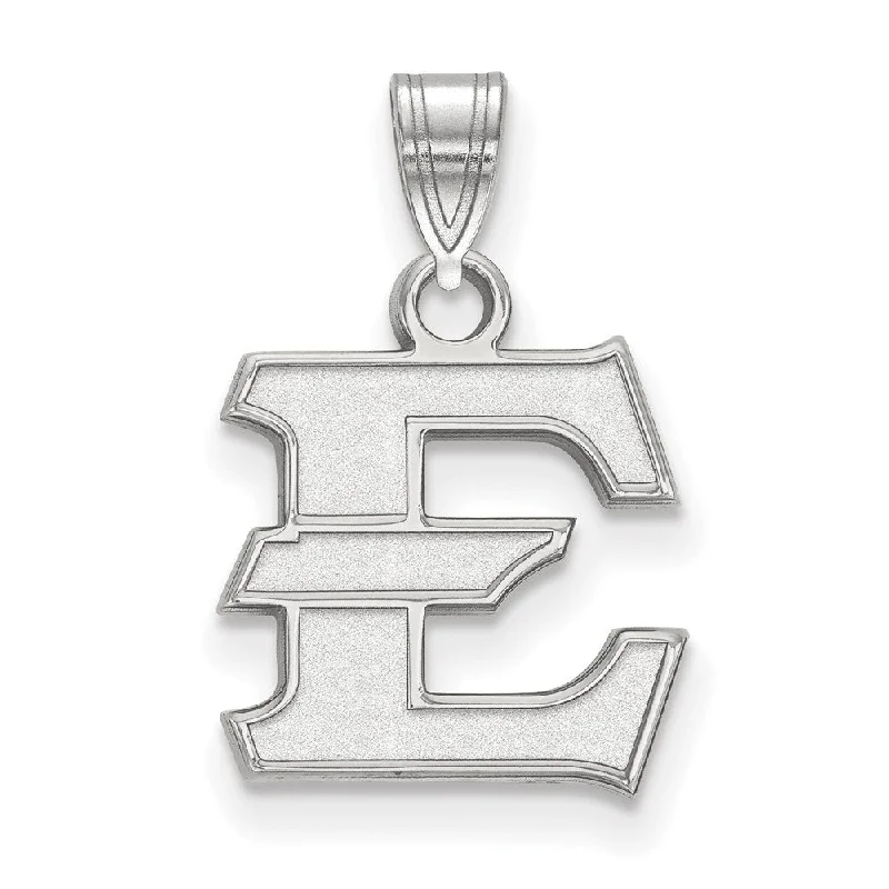 Sterling Silver Rhodium Plated East Tennessee State Small 'E' Pendant