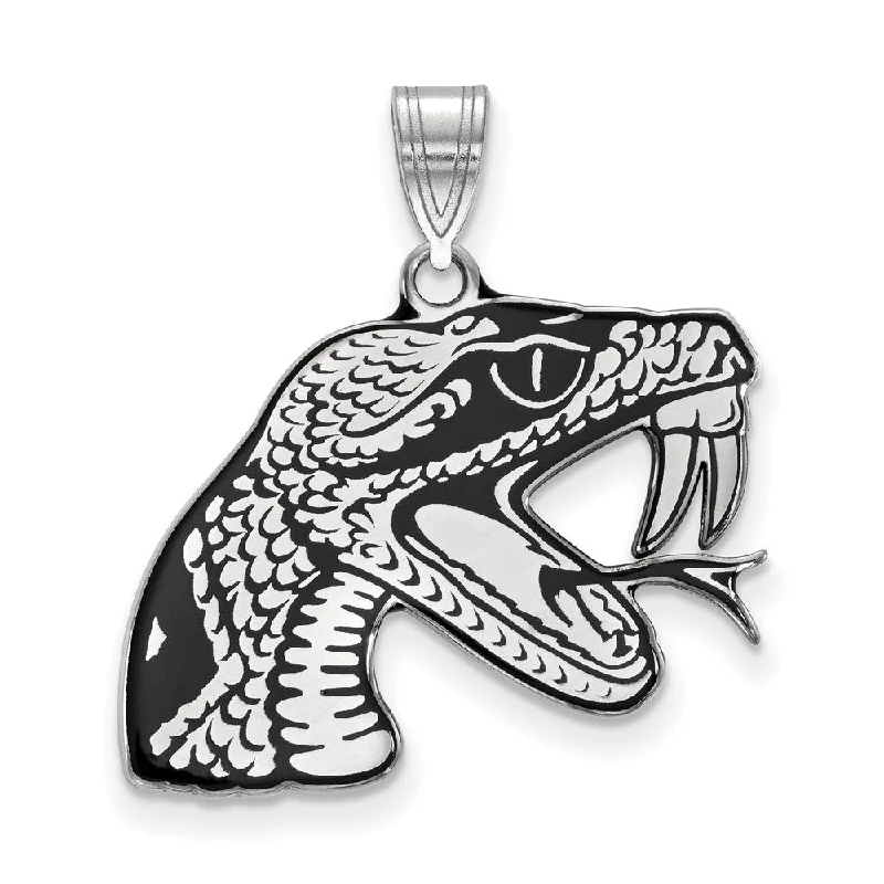 Sterling Silver Rhodium Plated Florida A&M LG Enamel Pendant