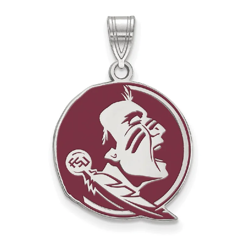 Sterling Silver Rhodium Plated Florida State Large Enamel Pendant