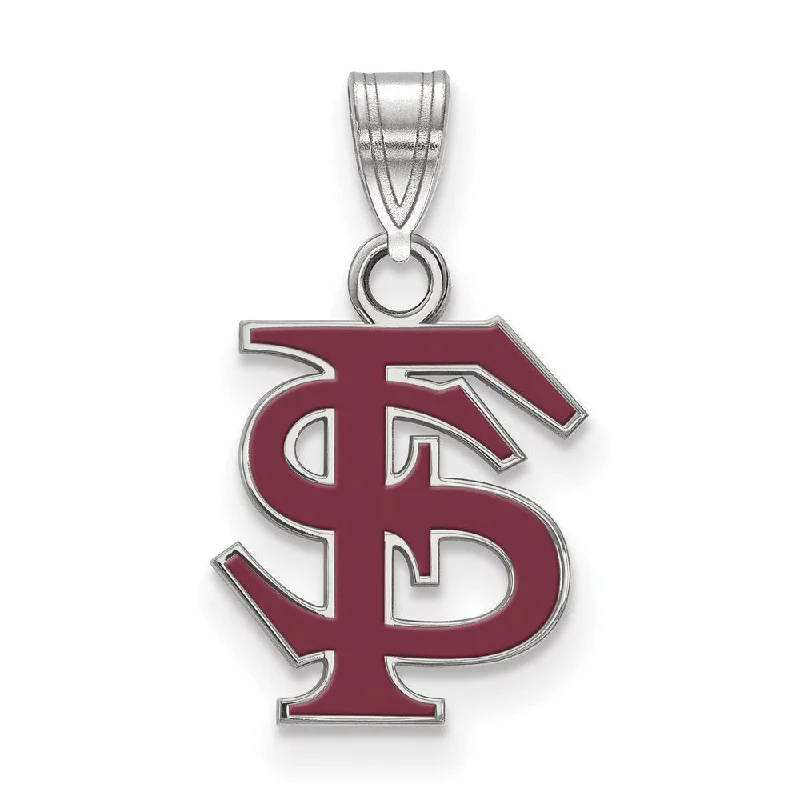 Sterling Silver Rhodium Plated Florida State MD Enamel FS Pendant