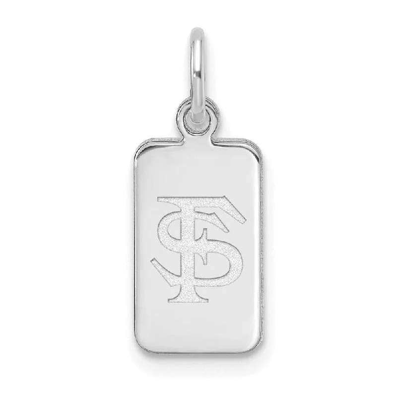 Sterling Silver Rhodium Plated Florida State Univ XS FS Tag Charm