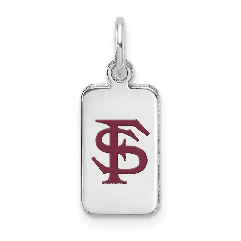 Sterling Silver Rhodium Plated Florida State XS Enamel FS Tag Charm