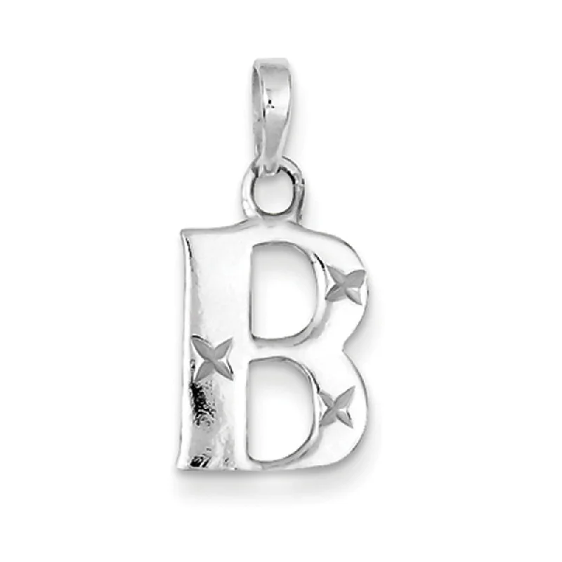 Sterling Silver, Sabrina Collection, D/C Block Initial  B Pendant