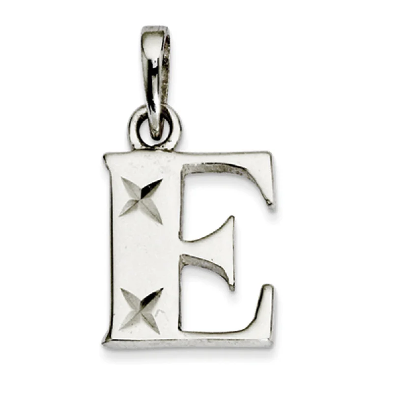 Sterling Silver, Sabrina Collection, D/C Block Initial  E Pendant