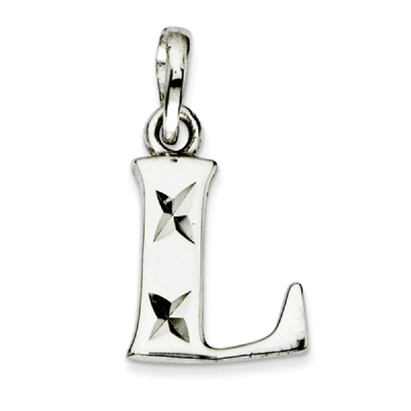 Sterling Silver, Sabrina Collection, D/C Block Initial  L Pendant