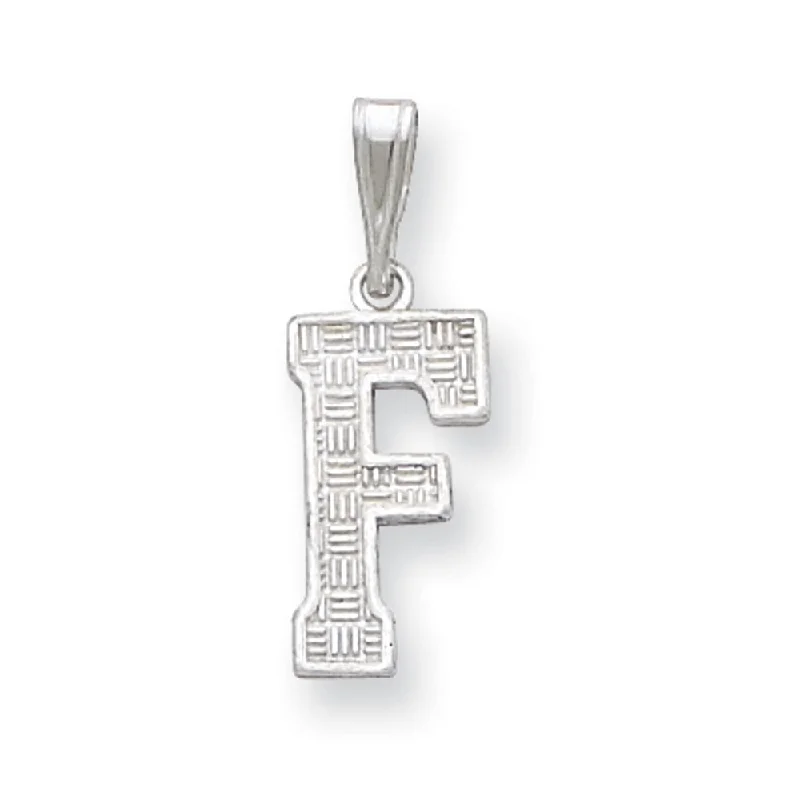 Sterling Silver, Sami Collection, Textured Block Initial F Pendant