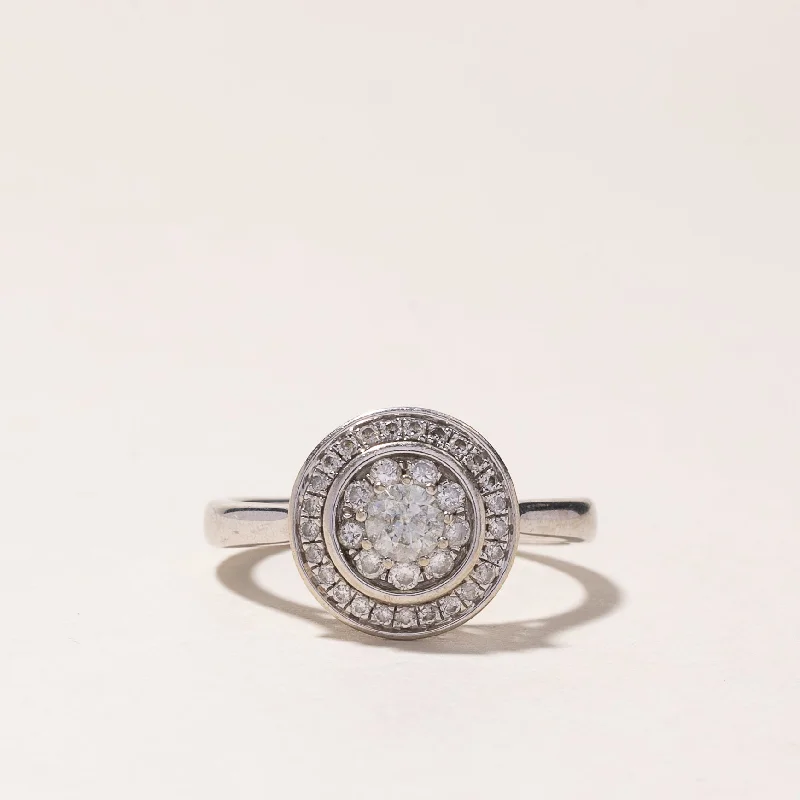 Buy More, Save More On Stunning Jewelry Pieces 10k White Gold Halo Diamond Custer Ring | 0.51ctw | SZ 6 |