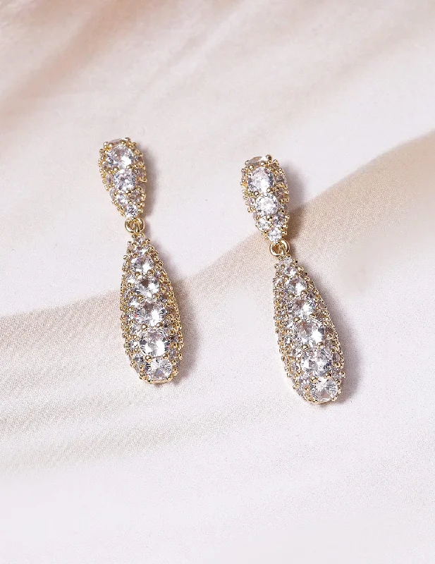 Shine Without Limits – Jewelry Sale Happening Now 18K Gold-Plated Cubic Zirconia Studded Drop Earrings