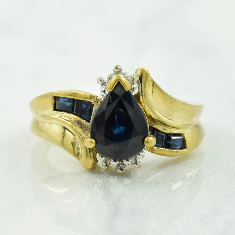 Exclusive Jewelry Sale – Shine For Less Blue Sapphire & Diamond Bypass Ring | 1.40ctw, 0.01ctw | SZ 6 |