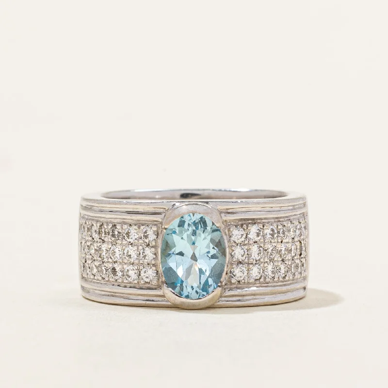 Discounted Luxury Jewelry – Shine Without The Splurge Blue Topaz & Diamond Cocktail Band | 0.84ct, 0.65ctw | SZ 7.5 |