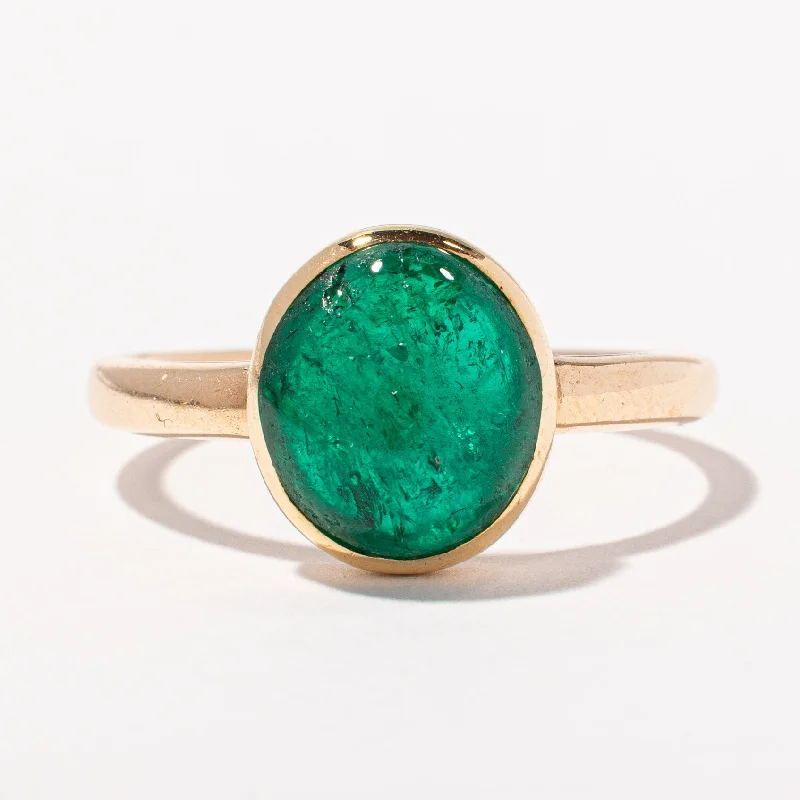 Timeless Beauty, Unbeatable Deals – Jewelry Sale On Cabochon Emerald Cocktail Ring | 4.20ct | SZ 8.25 |