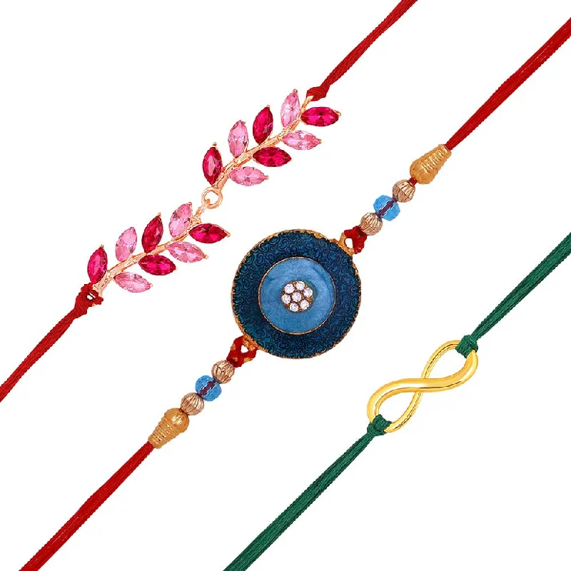 Timeless Jewelry At Special Discount Rates Mahi Combo of Leafy, Infinite and Floral Rakhis for Men (RCO1105363M)