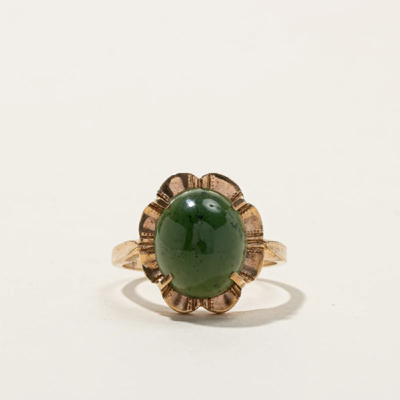 Limited-Stock Jewelry Sale – Once It's Gone, It's Gone Nephrite Jade Gold Ring | 4.40ct | SZ 7 |