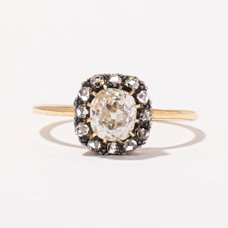 Your Dream Jewelry At Dream Prices Victorian Old Mine & Rose Cut Diamond Halo Ring | 1.10ctw | SZ 6.5 |