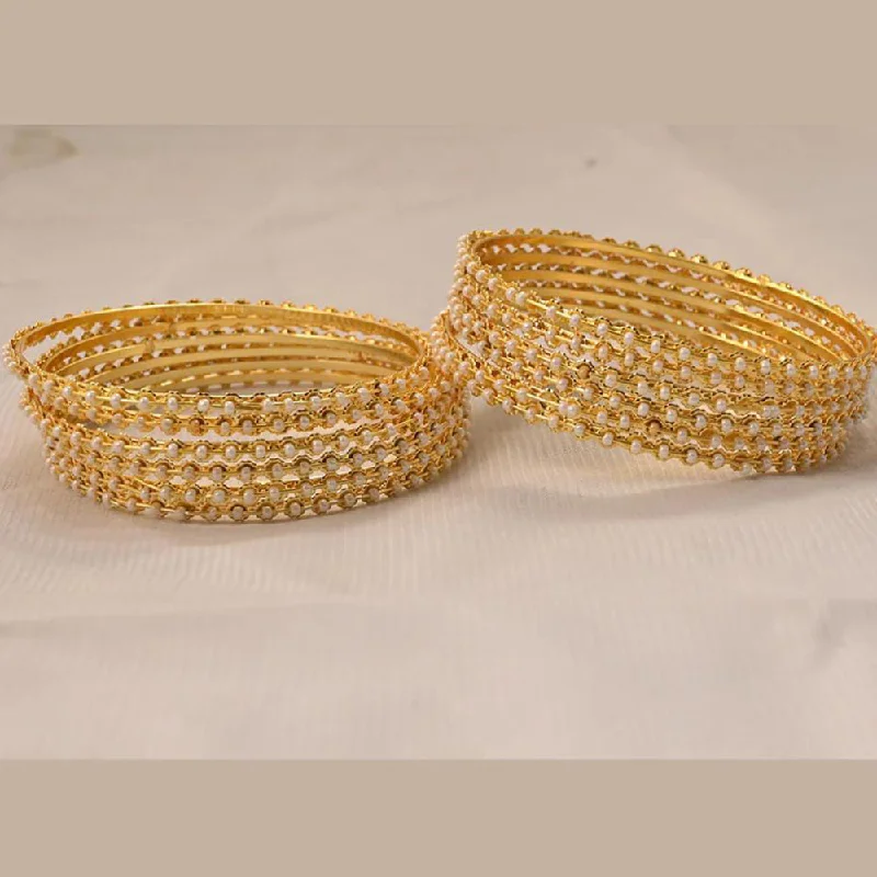 Affordable Glamour – Premium Jewelry For Less Pooja Bangles  Pearl Gold Plated Bangles Set