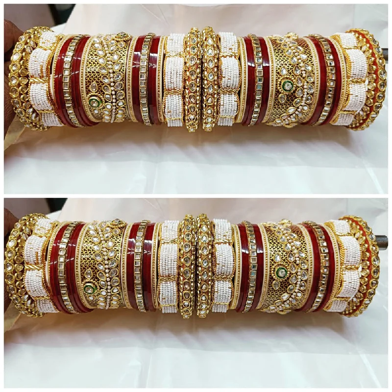 Seasonal Jewelry Deals – Elevate Your Style Shagna Gold Plated Kundan And Pearl Bridal Chura