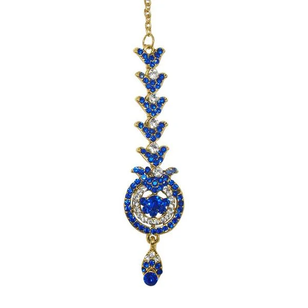 Flash Sale On Stunning Jewelry – Don't Miss Out Soha Fashion Blue Austrian Stone Gold Plated Maang Tikka - 1501605E