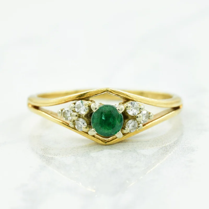 Shop Dazzling Jewelry At The Best Prices 'Birks' Synthetic Emerald & Diamond 14k Ring | 0.20ct, 0.12ctw | SZ 8.25 |