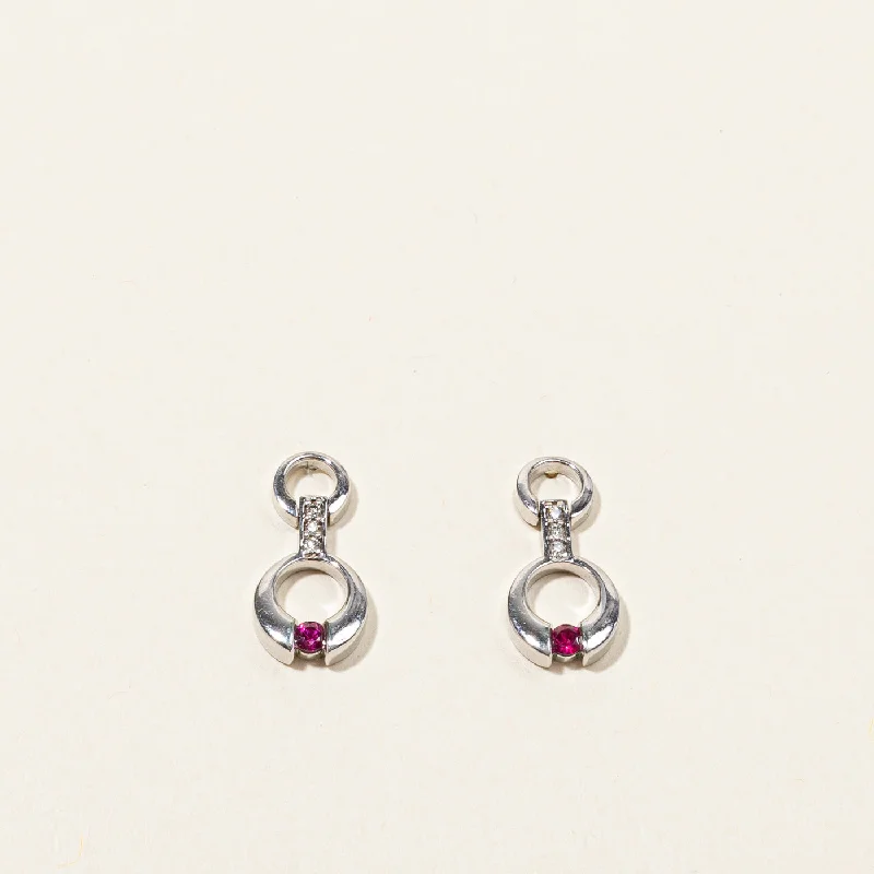 Jewelry Clearance Sale – Final Reductions Synthetic Ruby & Diamond Earrings | 0.15ctw | 0.03ctw |