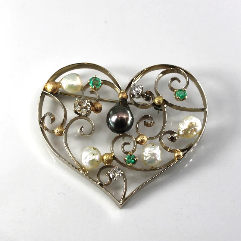 Shop Dazzling Jewelry With Special Promotional Discounts Vintage Heart Design Multi Gemstone Brooch