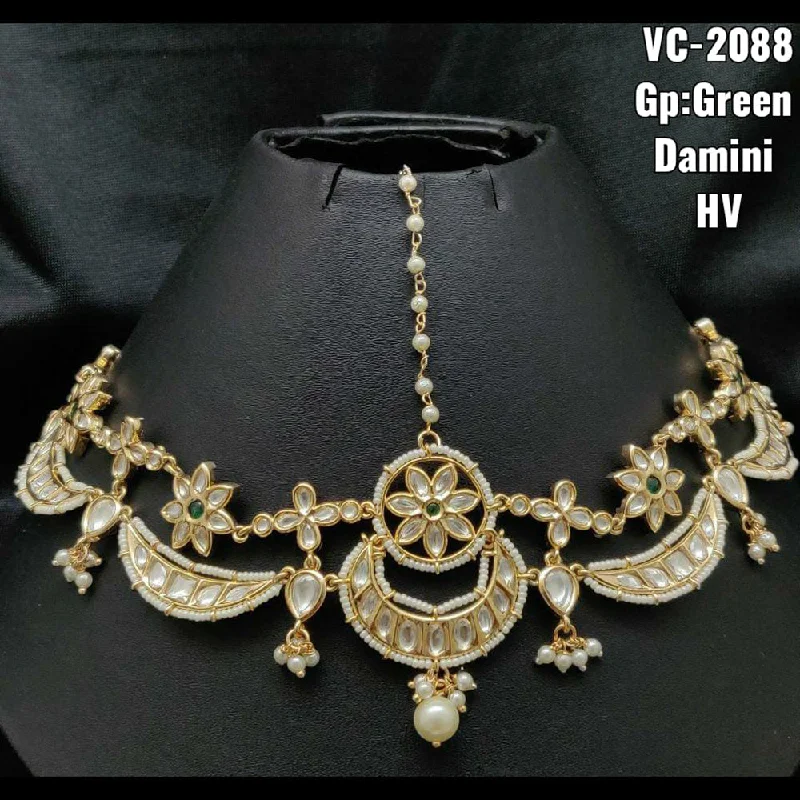 Shop Jewelry That Shines Without The High Price Vivah Creations Gold Plated Kundan & Beads Damini Maangtikka