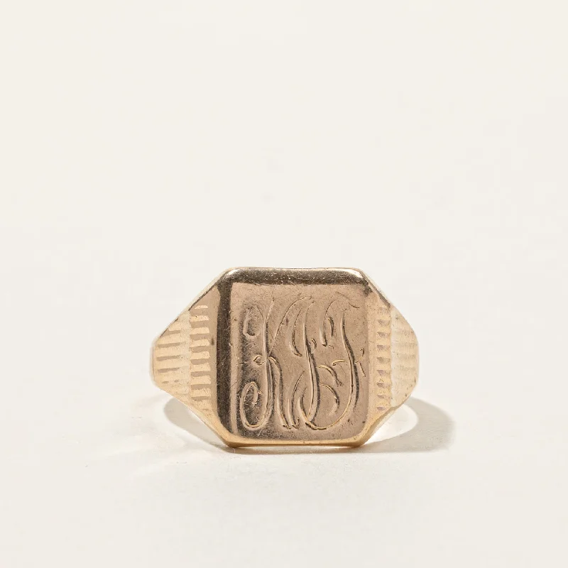 Shop Modern Jewelry Collections With Exclusive Discounts Yellow Gold "KJF" Signet Ring | SZ 10.5 |